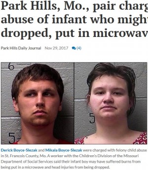 【海外発！Breaking News】生後3か月の男児を電子レンジで加熱したカップル逮捕（米）