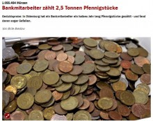 【海外発！Breaking News】2.5トン分の旧通貨「ペニヒ」が持ち込まれたドイツ連邦銀行　数えたら105万枚超に！