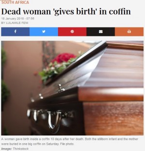 【海外発！Breaking News】死亡後に棺桶の中で33歳女性が出産　葬儀会社スタッフが発見（南ア）