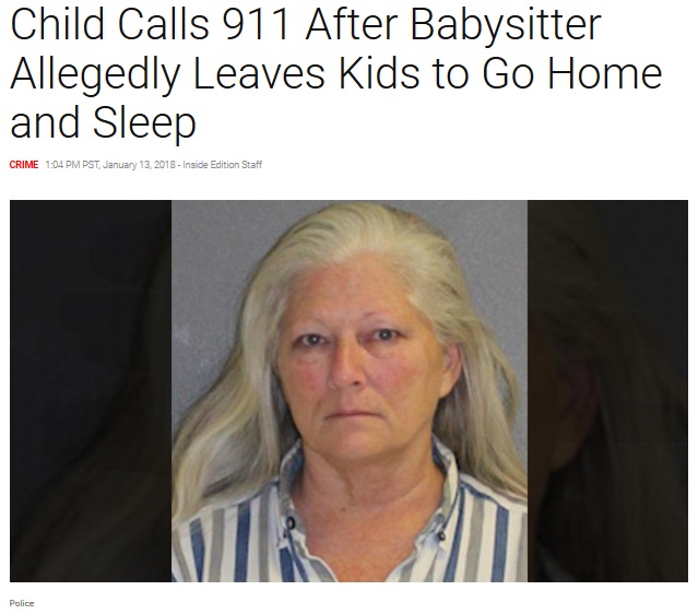 ベビーシッターを頼まれた59歳女、育児放棄容疑で逮捕（画像は『Inside Edition　2018年1月13日付「Child Calls 911 After Babysitter Allegedly Leaves Kids to Go Home and Sleep」（Credit:Police）』のスクリーンショット）