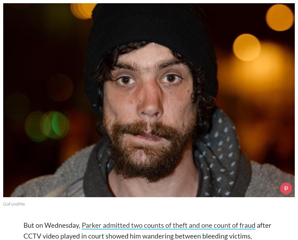 英雄と讃えられた「ホームレス・ヒーロー」、窃盗や詐欺行為が明らかに（画像は『PEOPLE.com　2018年1月6日付「Homeless Man Branded Hero After Manchester Concert Bombing Convicted of Stealing from Victims」（GoFundMe）』のスクリーンショット）