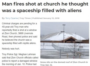 【海外発！Breaking News】ドーム型屋根の大型教会に男が発砲　「エイリアンを乗せたUFOかと思った」（米）