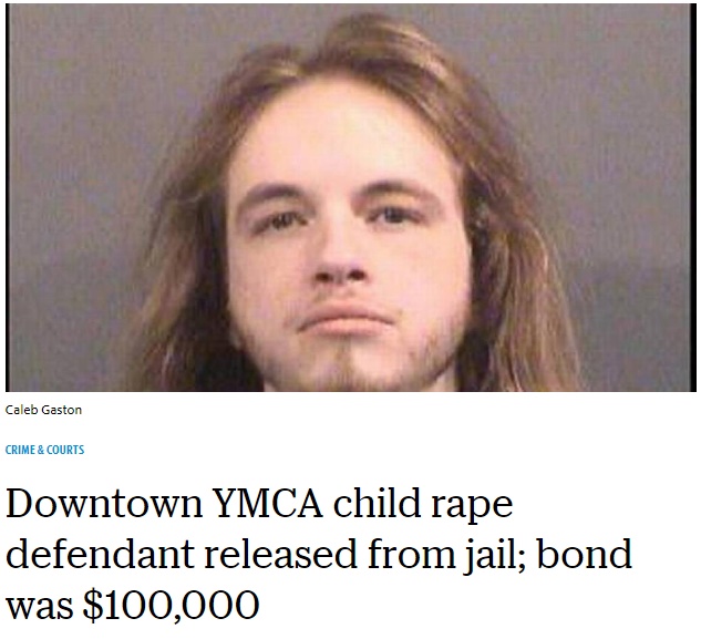 YMCAキッズゾーンの職員が幼い女児を強姦（画像は『The Wichita Eagle　2018年2月6日付「Downtown YMCA child rape defendant released from jail; bond was ＄100,000」』のスクリーンショット）