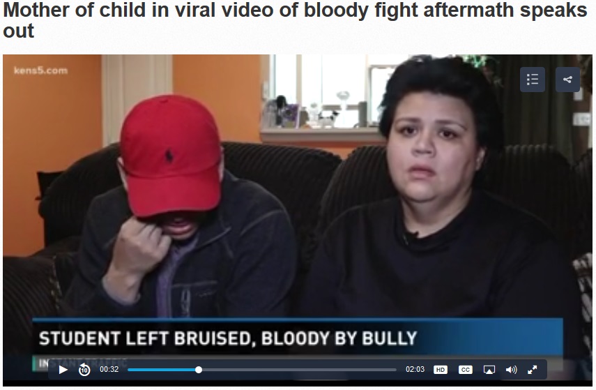 「いじめを防ぐことはできたはず」と母親（画像は『Kens 5　2018年1月31日付「Mother of child in viral video of bloody fight aftermath speaks out」』のスクリーンショット）