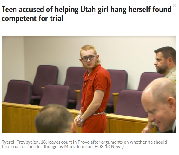 自殺願望のある者に興味本位で近づく者も（画像は『FOX 13 News　2018年2月20日付「Teen accused of helping Utah girl hang herself found competent for trial」（Image by Mark Johnson, FOX 13 News）』のスクリーンショット）