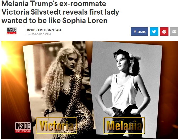 元ルームメイトが「私の知っているメラニア」を語る（画像は『AOL Lifestyle　2018年1月26日付「Melania Trump’s ex-roommate Victoria Silvstedt reveals first lady wanted to be like Sophia Loren」』のスクリーンショット）