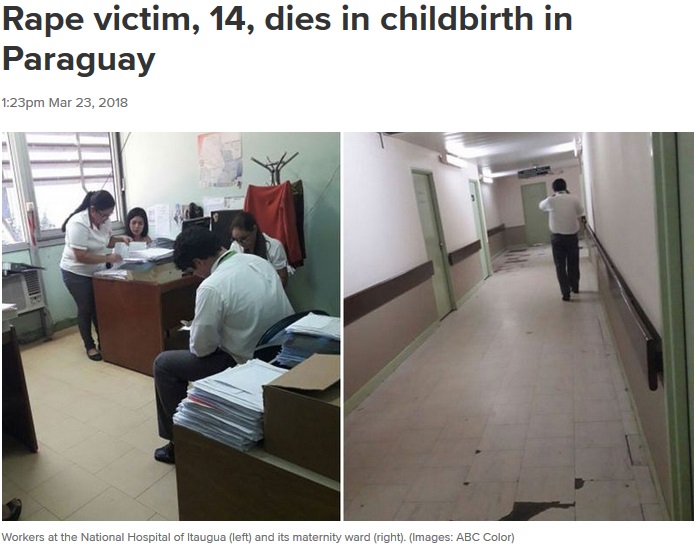 少女が死亡した国営病院（画像は『9News　2018年3月23日付「Rape victim, 14, dies in childbirth in Paraguay」（Images: ABC Color）』のスクリーンショット）