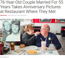 【海外発！Breaking News】出会ったあの頃と同じように　結婚生活55年の夫婦、思い出のレストランで記念撮影（米）