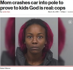 【海外発！Breaking News】「神に守ってもらえる」と母親　子供2人を乗せた車を電柱に衝突させる（米）