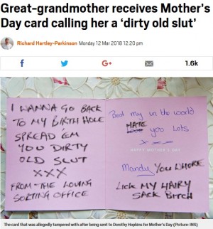 【海外発！Breaking News】母の日のカードに酷いイタズラ書き　娘が英国郵政「ロイヤルメール」に激怒