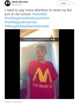 【海外発！Breaking News】セクシーなマクドナルドのパロディTシャツを着て登校してしまった小学生（米）