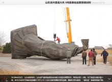 【海外発！Breaking News】重さ6トン　山東省「始皇帝の像」が突風で倒れ顔がペシャンコに！