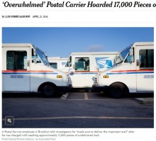 【海外発！Breaking News】17,000通の郵便物を隠匿していた郵便配達人「配達量が多すぎる」（米）