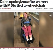【海外発！Breaking News】障がい者女性を車椅子に縛り付けたデルタ航空、家族の苦情に反論（米）