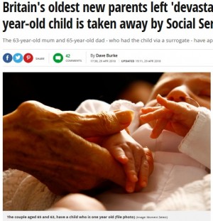 【海外発！Breaking News】60代夫婦、代理出産で授かった1歳児を児童福祉スタッフに奪われる（英）