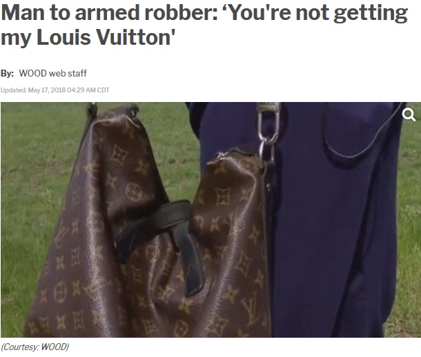 ヴィトンのバッグは命よりも大切なもの…？（画像は『WKRN　2018年5月17日付「Man to armed robber: ‘You’re not getting my Louis Vuitton’」（WOOD）』のスクリーンショット）