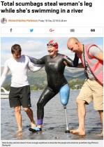 【海外発！Breaking News】片脚のスイマー、川で水泳中に義足を盗まれる（英）