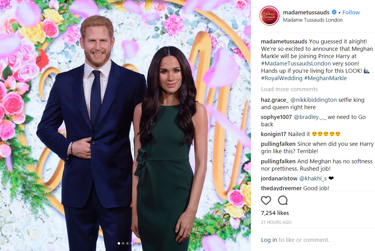 「激似！」と評判のヘンリー王子＆メーガンさん（画像は『Madame Tussauds London　2018年5月9日付Instagram「You guessed it alright!」』のスクリーンショット）