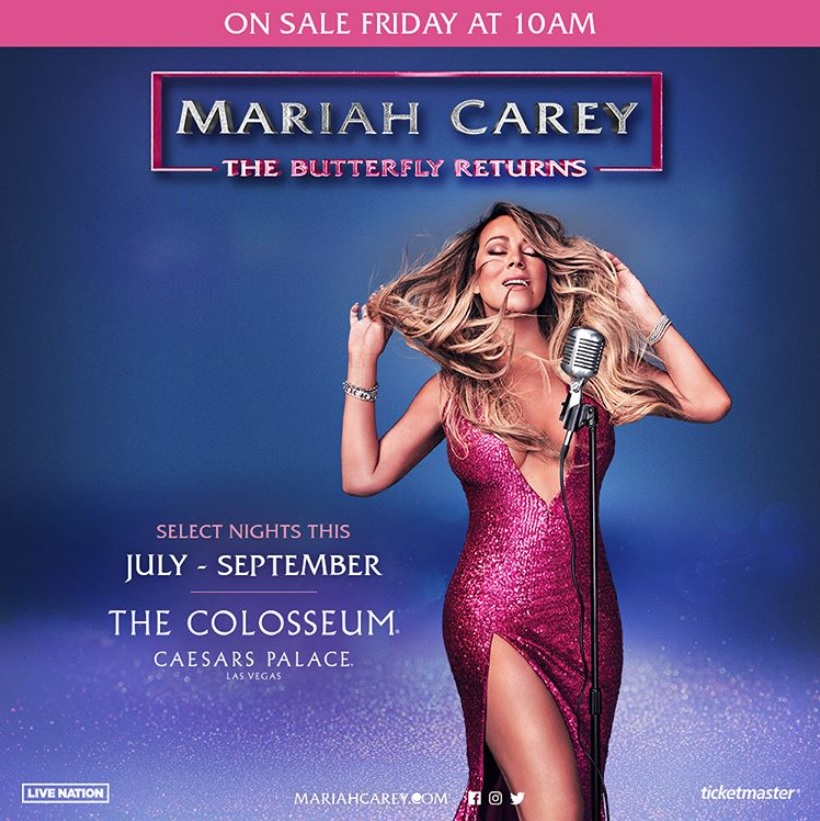 パワフルなステージが再びラスベガスに！（画像は『Mariah Carey　2018年4月30日付Instagram「I’m thrilled to be returning to The Colosseum at Caesars Palace​ with a BRAND NEW residency, THE BUTTERFLY RETURNS, beginning July 5th!」』のスクリーンショット）
