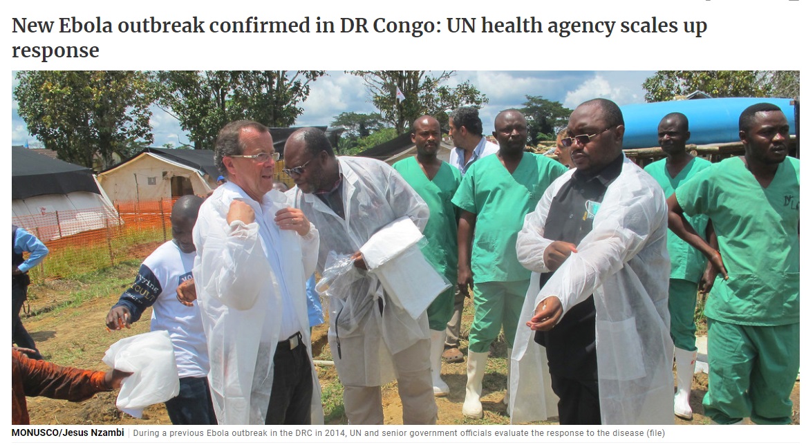 コンゴ民主共和国で新たにエボラ出血熱がアウトブレーク（画像は『UN News　2018年5月8日付「New Ebola outbreak confirmed in DR Congo: UN health agency scales up response」（MONUSCO/Jesus Nzambi）』のスクリーンショット）