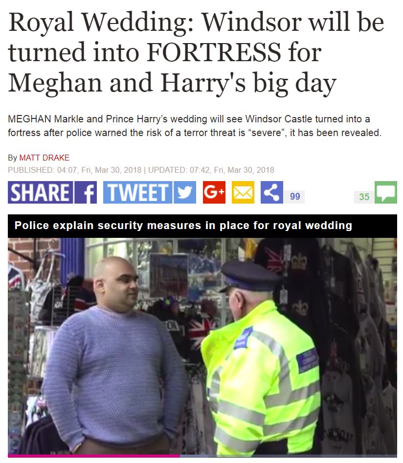 それでも熱狂的なファンはロンドンへ!?（画像は『Express.co.uk　2018年3月30日付「Royal Wedding: Windsor will be turned into FORTRESS for Meghan and Harry’s big day」』のスクリーンショット）