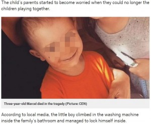 【海外発！Breaking News】かくれんぼで3歳児、洗濯機に閉じ込められ死亡（ポーランド）
