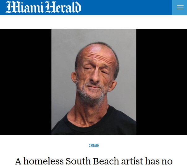 足に握ったハサミで観光客を刺したホームレス（画像は『Miami Herald　2018年7月11日付「A homeless South Beach artist has no arms. But he stabbed a tourist, police say」（Miami-Dade Corrections）』のスクリーンショット）