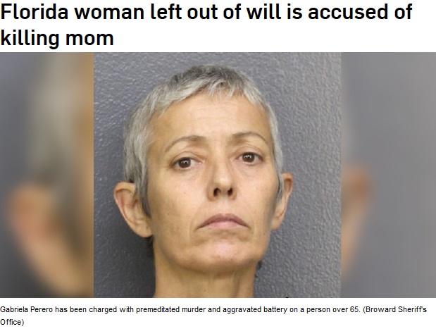 遺産分与から外されて逆上、母親を殺害した女（画像は『CTV News　2018年7月17日付「Florida woman left out of will is accused of killing mom」（Broward Sheriff’s Office）』のスクリーンショット）