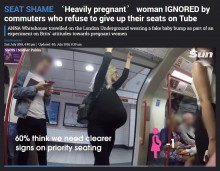 【海外発！Breaking News】妊婦に席を譲る？　譲らない？　ロンドン地下鉄車内で実験したところ…＜動画あり＞