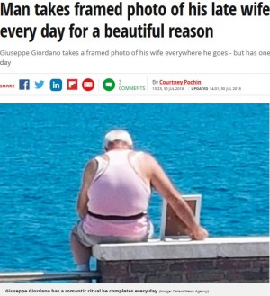 【海外発！Breaking News】亡き妻の写真を抱え、毎日思い出のビーチへ足を運ぶ男性（伊）