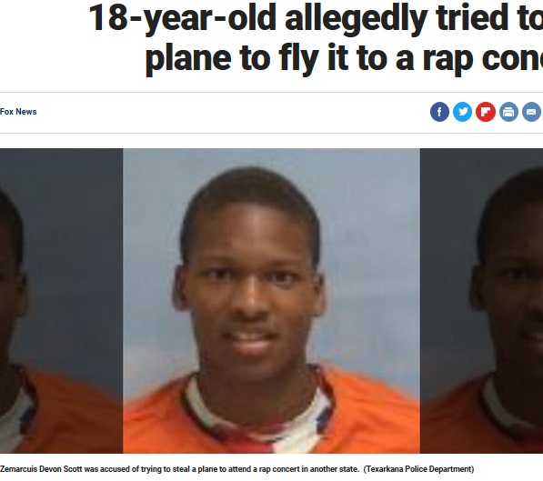 飛行機を簡単に操縦できると思っていた18歳（画像は『Fox News　2018年8月5日付「18-year-old allegedly tried to steal a plane to fly it to a rap concert」（Texarkana Police Department）』のスクリーンショット）
