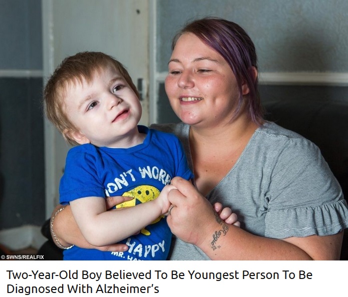 イギリスで最年少の「サンフィリッポ症候群」と診断された2歳男児（画像は『real fix　2018年8月20日付「Two-Year-Old Boy Believed To Be Youngest Person To Be Diagnosed With Alzheimer’s」（SWNS/REALFIX）』のスクリーンショット