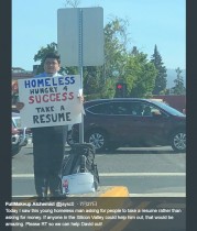 【海外発！Breaking News】街頭に立ち“お金”ではなく“仕事”を求めたホームレスに数百社のオファー（米）