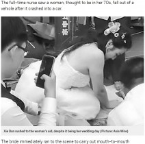 【海外発！Breaking News】交通事故の現場に遭遇した花嫁、なりふり構わず救助に尽力（中国）