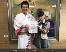 【エンタがビタミン♪】HKT48田中美久「熊本2019応援大使」に就任　浴衣姿の大西市長と2ショット