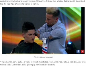 【海外発！Breaking News】生まれつき両手のないアルゼンチンの男性、プロの理髪師に＜動画あり＞