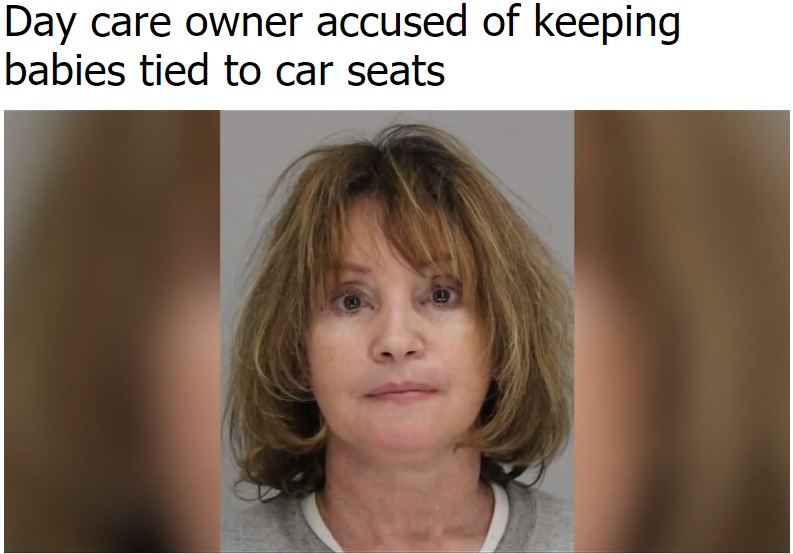 子供を危険に晒した罪で逮捕された女（画像は『ABC7 Eyewitness News　2018年9月18日付「Day care owner accused of keeping babies tied to car seats」』のスクリーンショット）