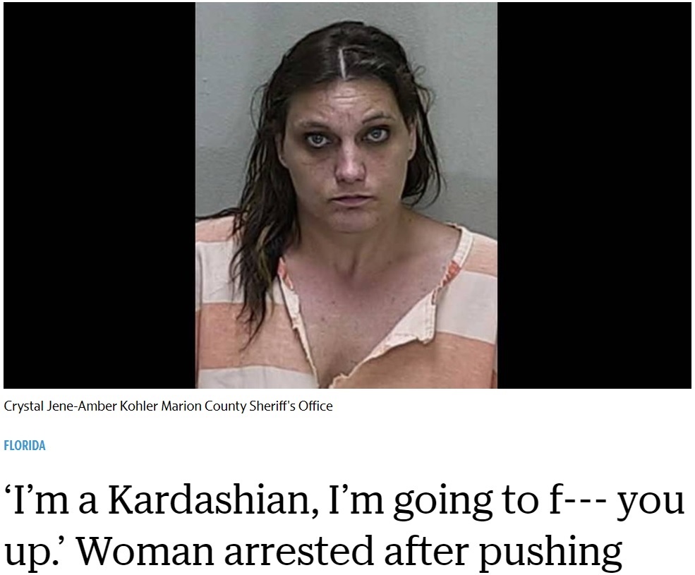 カーダシアン家とは全く無関係だった35歳女（画像は『Miami Herald　2018年9月18日付「‘I’m a Kardashian, I’m going to f--- you up.’ Woman arrested after pushing her neighbor, deputies say」（Marion County Sheriff’s Office）』のスクリーンショット）