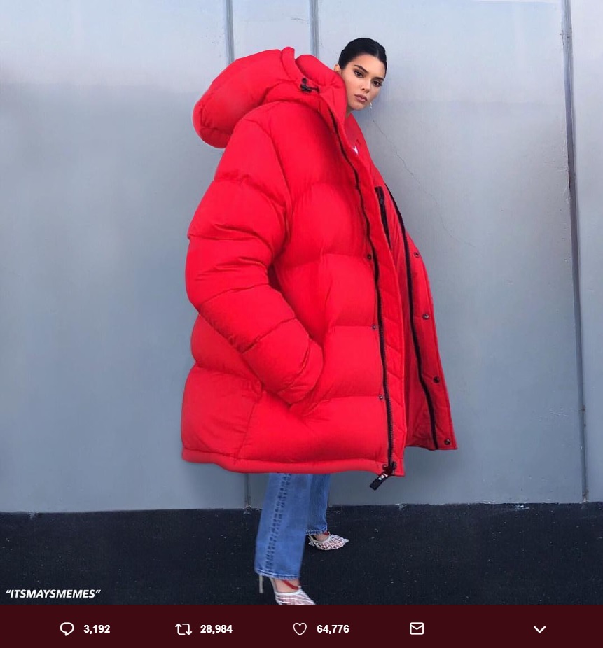 「これがこの冬の流行？」とザワついたジャケット（画像は『Vogue.fr　2018年10月22日Twitter「Winter is coming !」』のスクリーンショット）