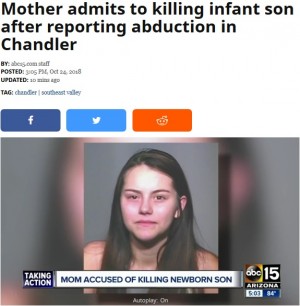 【海外発！Breaking News】生後4週の我が子を溺死させた母親（19）殺害前にはGoogle検索も（米）