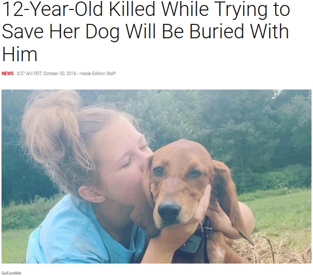 車に轢かれて死亡した12歳少女と愛犬（画像は『Inside Edition　2018年10月30日付「12-Year-Old Killed While Trying to Save Her Dog Will Be Buried With Him」（GoFundMe）』のスクリーンショット）