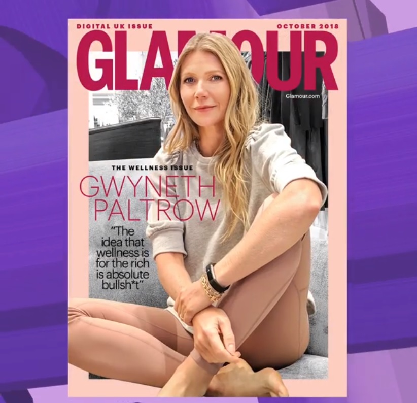 ほぼすっぴんで『GLAMOUR』デジタル版の表紙を飾ったグウィネス（画像は『British GLAMOUR　2018年10月16日付Instagram「Unveiling ＠glamouruk’s first ever digital-only cover starring the Queen of Wellness, ＠GwynethPaltrow!」』のスクリーンショット）