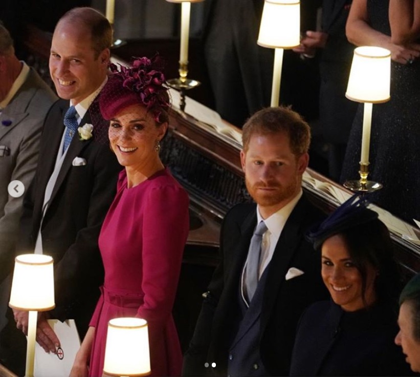 ウィリアム王子夫妻とヘンリー王子夫妻（画像は『Kensington Palace　2018年10月12日付Instagram「Congratulations to the newly married Princess Eugenie and Jack Brooksbank!」（PA）』のスクリーンショット）