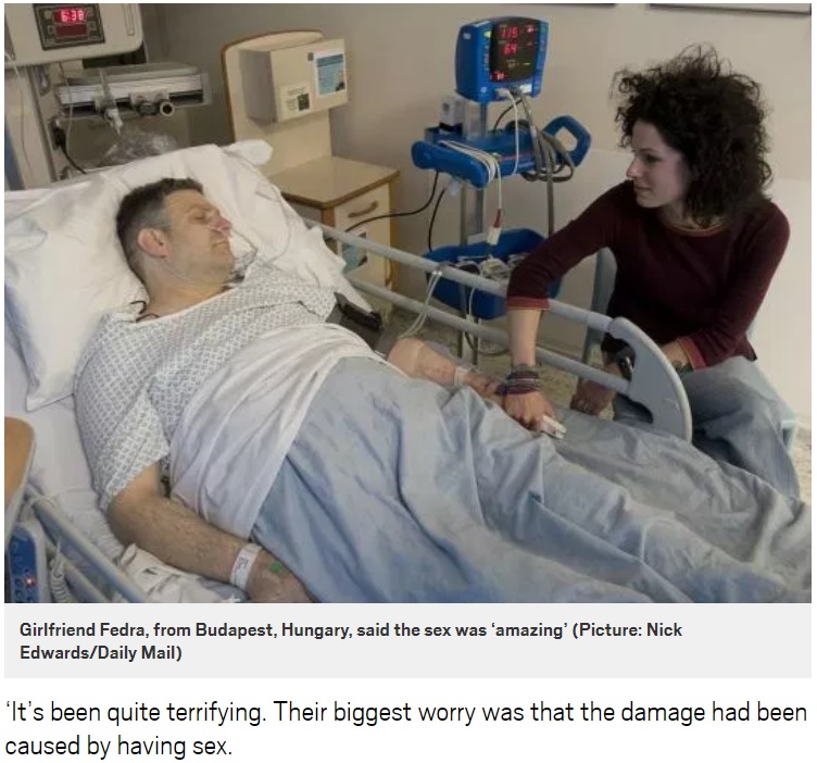 人工陰茎（バイオニック陰茎）の手術後、恋人との性行為で昏睡状態に（画像は『Metro　2018年9月28日付「Man given bionic penis ‘went into five-day coma a week after having sex for the first time’」（Picture: Nick Edwards/Daily Mail）』のスクリーンショット）