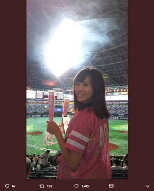 【エンタがビタミン♪】HKT48坂口理子「ソフトバンク－日本ハム」CSファーストステージを観戦、勝利の花火見上げる
