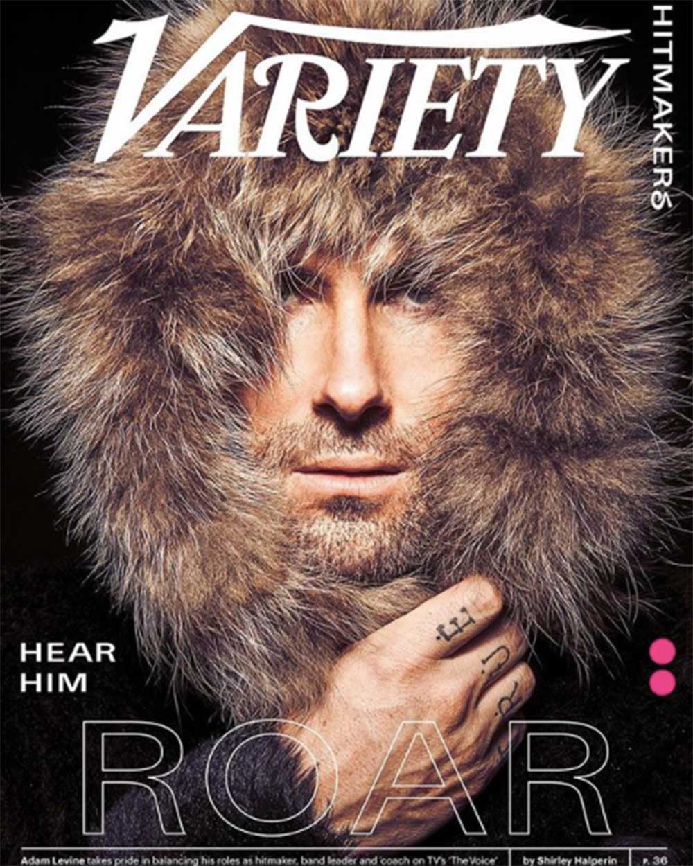 『Variety』の表紙を飾ったアダム・レヴィーン（画像は『Variety Magazine　2018年11月27日付Instagram「COVER STORY：Introducing Variety’s ＃Hitmaker of the year. Adam Levine opens up about dealing with the loss of his friend and manager, Jordan Feldstein, and how he has taken control of his career. Full profile at link in bio.」（＠guyaroch）』のスクリーンショット）