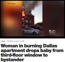 【海外発！Breaking News】燃え盛るアパートの窓から投げ出された1歳児、通行人が見事キャッチ（米）＜動画あり＞