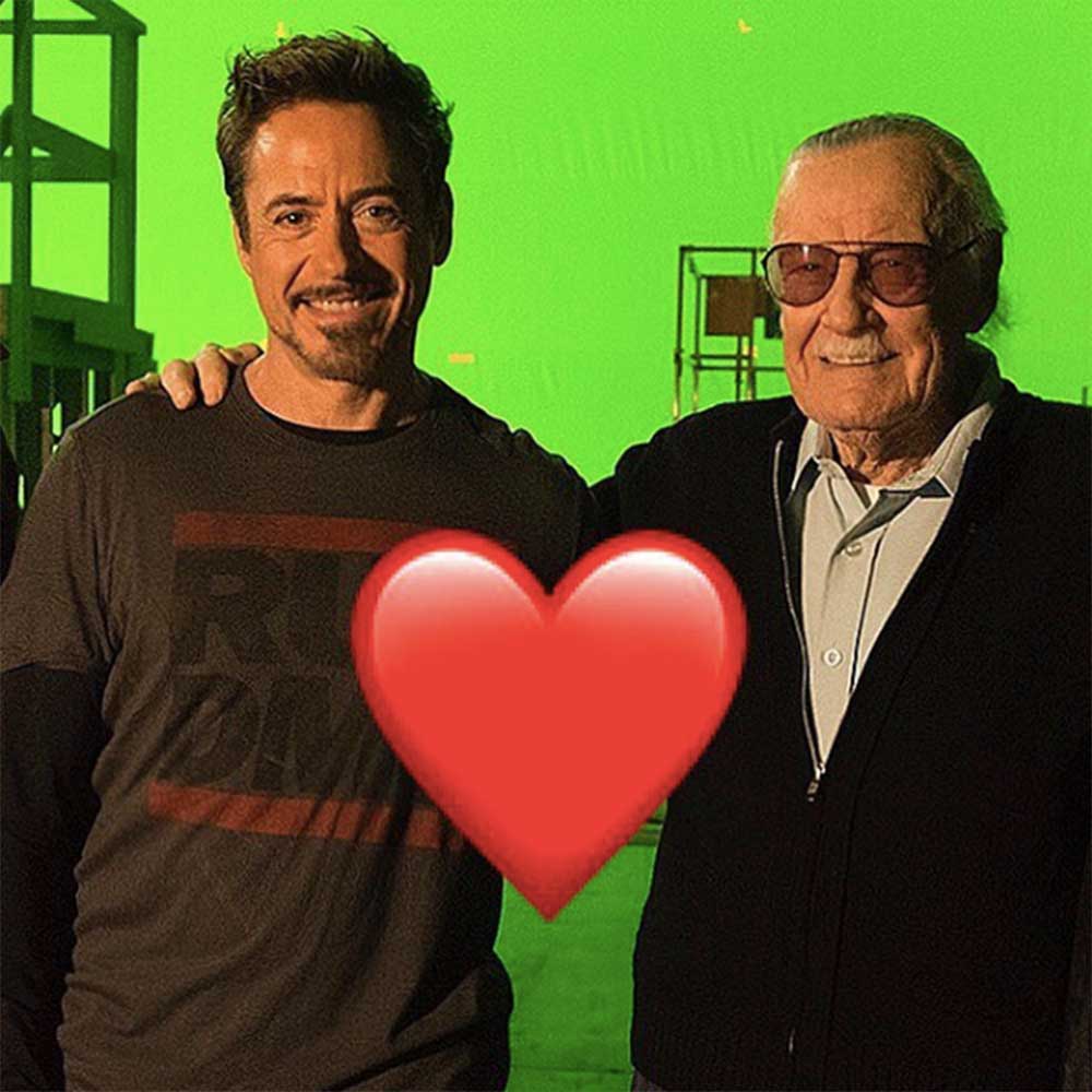 ロバート・ダウニーJr.と肩を組むスタン・リー（画像は『Robert Downey Jr.　2018年11月12日付Instagram「I owe it all to you,,, Rest In Peace Stan...（＠jimmy_rich）」』のスクリーンショット）