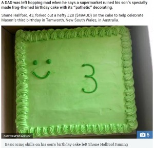 【海外発！Breaking News】息子の誕生日ケーキを注文した両親　「カエルがテーマのはずなのに…」と唖然（豪）