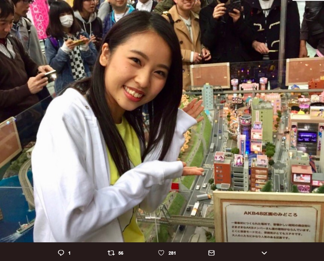 山尾梨奈『NMB48「誰かのために」プロジェクト』in 京セラドーム大阪にて（画像は『石原真　2018年12月10日付Twitter「山尾梨奈さん、お誕生日おめでとうございます。」』のスクリーンショット）